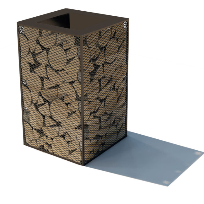 Wood and Steel Litter Bin 1