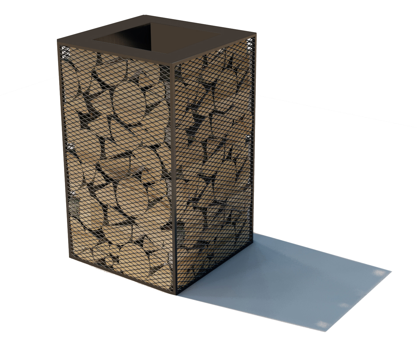 Wood and Steel Litter Bin 1