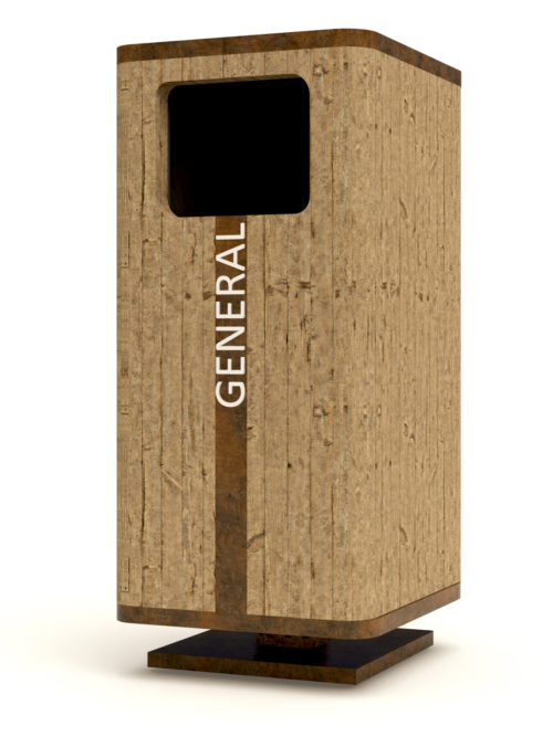 Wood and Steel Litter Bin 2