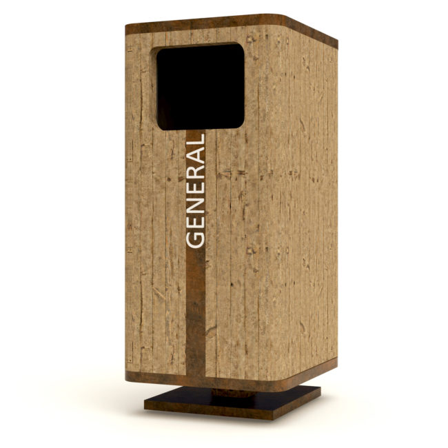 Wood and Steel Litter Bin 2