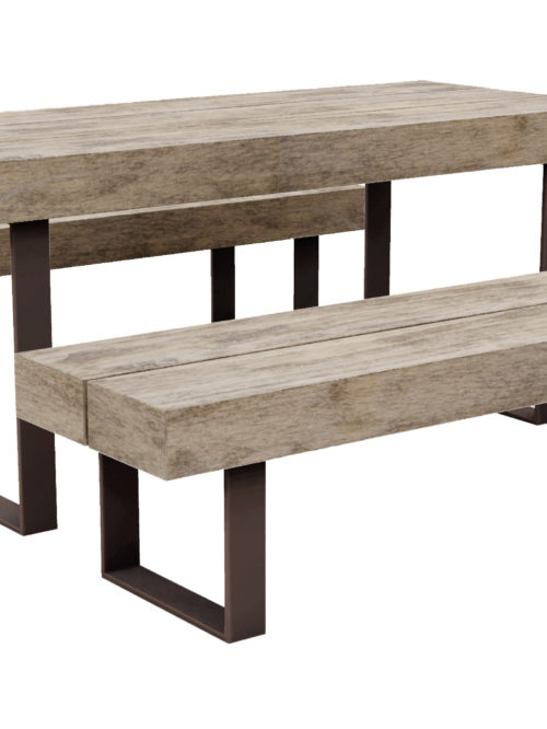 Wood and Steel Picnic Table Set