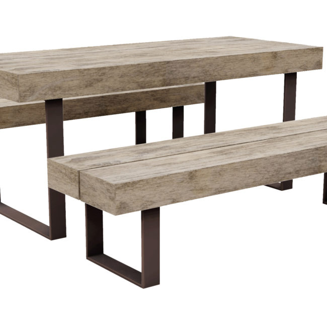 Wood and Steel Picnic Table Set