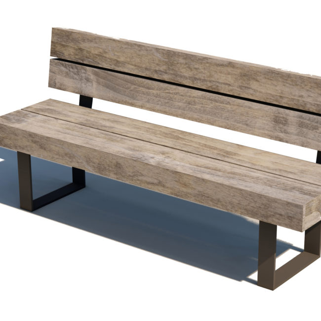 Wood and Steel Bench